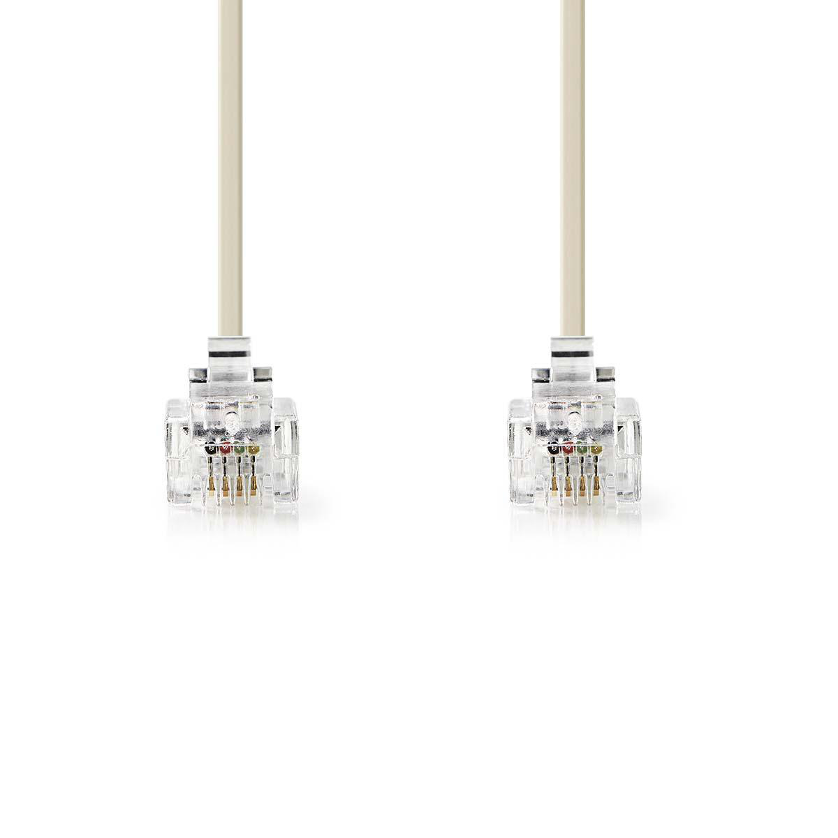 TCGP90200IV100_P10-telefonkabel-smal-tynn-liten-plugg-kontakt 10m lang telefonledning